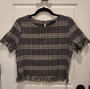 Tweed fringe crop top